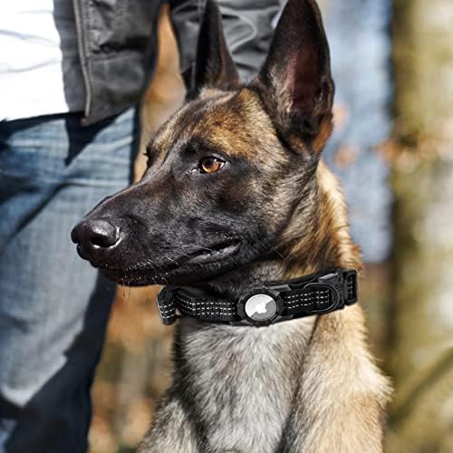 Tieuwant Tactical Airtag Dog Collar, colarinho de cães ajustável de tags, treinar o colar de cães de treinamento militar