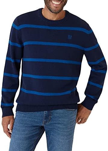 Caps de suéter masculino - Classic Classic Fit Cotton Crewneck Sweater listrado suéter para homens