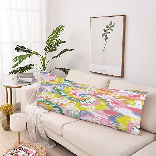 Utf4c colorido arco -íris tize de tinta corporal Tampa de travesseiro de algodão 20 x 54 adultos macios com travesseiro de travesseira