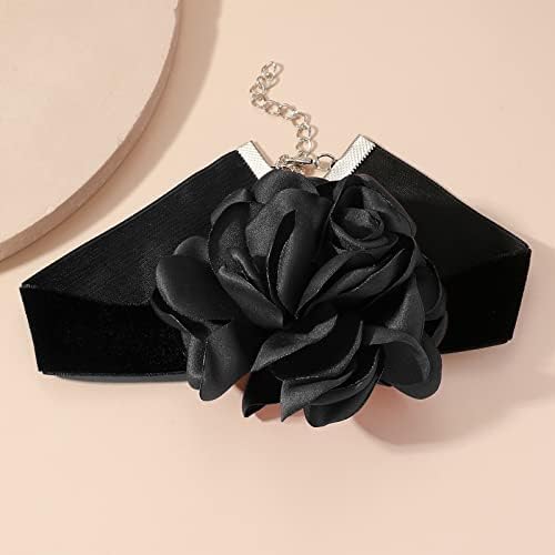 Escolha de toda a pulseira de colar de flores de rosa Conjunto para mulheres Gothic Flower Charkar Colar Rose Flower Bracelet Halloween Fantasmas