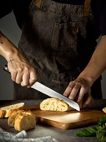 UMOGI Professional de 8 polegadas de 8 polegadas Chef Kniffe & Bread Knife com capas - Aço inoxidável alemão de alto carbono, alça