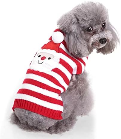 Suéter de Natal clássico de listra vermelha para cães pequenos gatos gatos de inverno sweater quente de camisa de estilo escolar