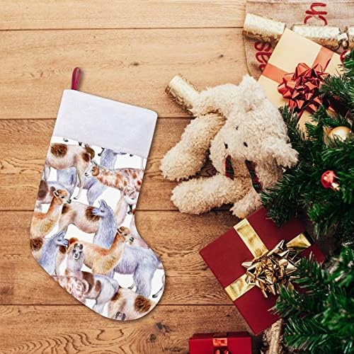 Lama Christmas pendurado meias de meia para lareira de Natal Decoração de casa de férias