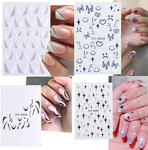 Adesivos de unhas, chama abstrata e incêndio e adesivos de arte auto-adesiva para o kit de manicure de design de decalque para