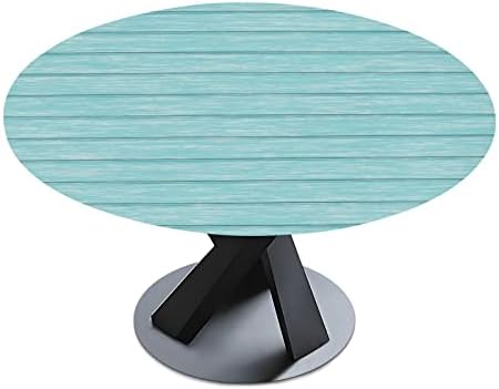 Alaza encaixou toalha de mesa redonda com limpeza de borda elástica limpa Tanta de mesa azul azul de azul de azul para o uso externo/interno, se encaixa nas mesas redondas 40 -48 diâmetro, pequeno