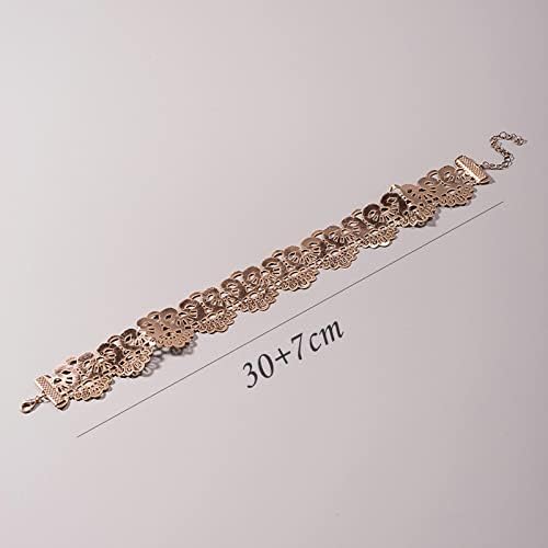 Qisogy Colar de couro gargantilha Punk Champagne Pu Garufra Goth Goth Flower Soft Chain Jewelry for Women and Girls Christmas Festival