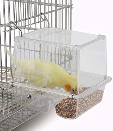Alimentador de pássaros, alimentador de pássaros automático para gaiola transparente plástico para alimentador de sementes de pássaros estação de alimentação de alimentos para canário periquito de cockatiel finch