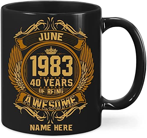 Vintage junho de 1983 40 anos de ser incrível 40º aniversário para mulheres e homens caneca, idéias de caneca de 40 anos, caneca de aniversário para mulheres de homens, caneca para ele, caneca por ela, copo de aniversário vintage café preto