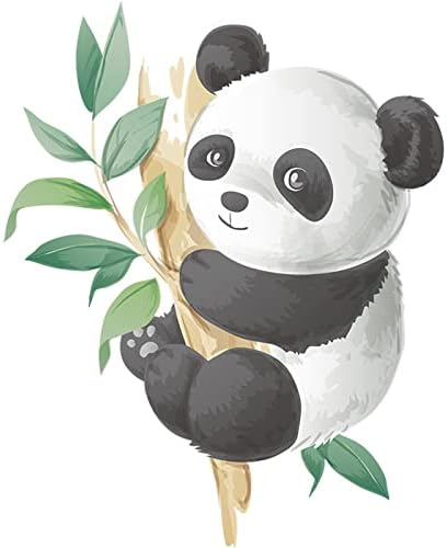 Decalques de parede do ramo de panda e árvore, descascar e colar adesivos de parede de animal para crianças decoração de