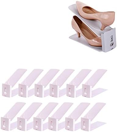 LKH 12 peças Organizador de sapatos, armazenamento de sapatos, prateleiras de sapatos para armários, slots de sapatos ajustáveis ​​de 3 velocidades - rosa