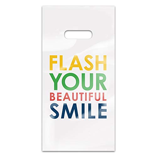 Practicon 11098102 Flash seu lindo sorriso 6 x 12 bolsas de atendimento de pacientes de quatro cores - 100/pacote