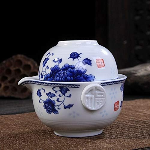 Conjunto de chá Inclua 1 panela 1 xícara elegante gaiwan lindamente e fácil chaleira azul e bule de porcelana