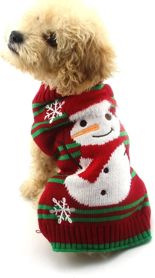 Hotumn Dog Roupas de neve Sútis de boneco de neve Sweaters Xmas Dog Sweacter