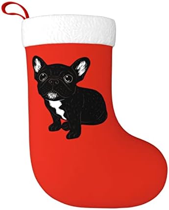 Yuyuy fofo cachorro preto de Natal decoração de férias lareira pendurada meia 18 polegadas meias