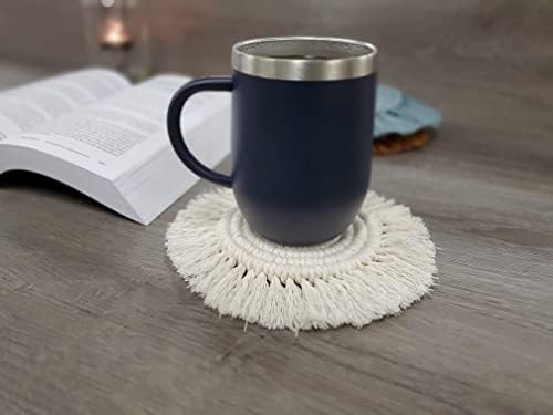 SAURYA algodão malha de malha boêmia Macramas de macram para mesa, mesa, parede, jardim | Conjunto de 2 | Umidade absorvente | Protege a superfície de manchas | Ótimo para presentear
