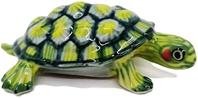 Witnystore 2 Longo Tartaruga Verde Fatuagem - Tarrapina Terrapina minúscula de mão minúscula feita de porcelana cerâmica