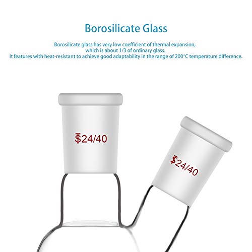 Glass de vidro de stonylab 50ml de parede pesada 2 garçonete de fundo redondo de pescoço rbf, com junta externa do