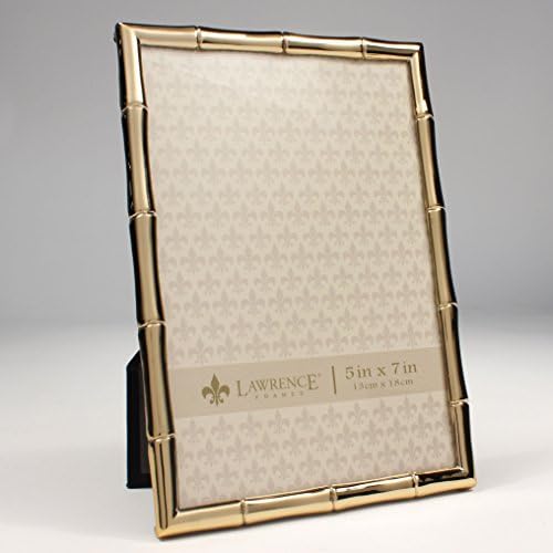 Lawrence Frames 712557 5x7 Gold Metal Natural Braio Projeto Frame e Bambu Design Metal Frame, 5x7, ouro
