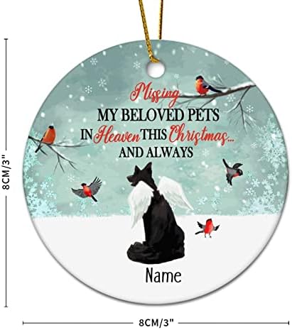 BOMEHHHJULI Memorial Pet Dog Ornamento de Natal Miss My My Amado animal de estimação no céu Rodada personalizada Cão Corgi