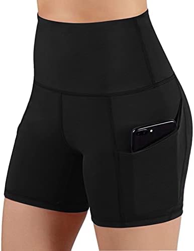Bolsos de ioga de cintura alta feminino Treinamento de shorts abdômen Treinamento de controle de calças de corrida shorts