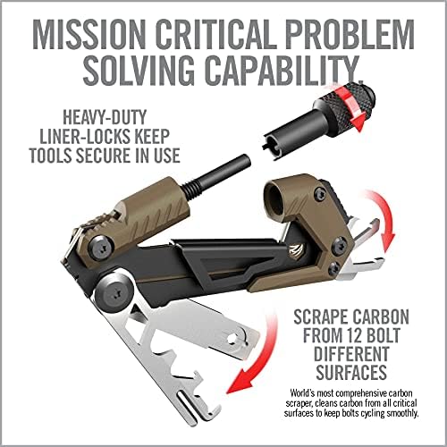 Núcleo de ferramenta multi -ferramenta de armas realmente ávidas: ferramentas de rifle tático e ferramentas EDC, acessórios para armas e kit de ferramentas de utilidade para manutenção de armas, inclui ferramenta de remoção de carbono e ajustador de visão frontal
