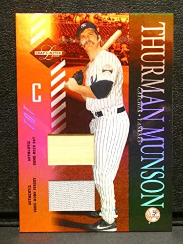 2003 Donruss Leaf Limited Thurman Munson Game Wast Bat -Jersey Patch 03/25156 - Jogo MLB usado camisas