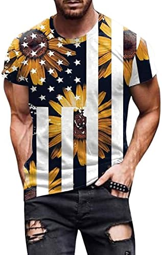 Camisa de impressão da bandeira americana Camisas patrióticas da independência masculina para homens camiseta patriótica Tee Summer