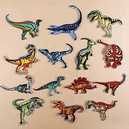 14 PCs/conjunto de pano bordado bordado Jurássico Dinosaur Patch Tyrannosaurus/Dinosaur Freshes Adornment Cowboy Casat Patch