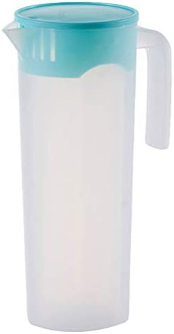 Housoutil Clear Buise 1x plástico grande jarra de água com tampa, jarro de 1L/ 35 onças com tampa, tampa redonda de tensão à prova de estaca para a tampa redonda para uma bebida de limonada quente/ fria