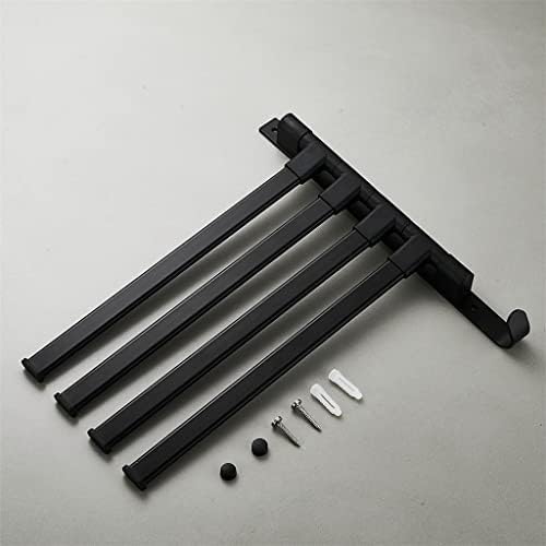 Lukeo Banheiro de alumínio Rack Rack Rail Solder Black giratório rotativo barras de toalha de mão prateleira hardware de