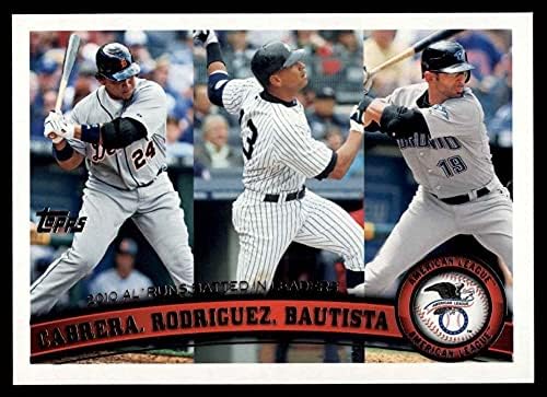 2011 TOPPS # 306 AL RBI líderes Miguel Cabrera/Alex Rodriguez/Jose Bautista Detroit/Nova York/Toronto Tigers/Yankees/Blue Jays NM/MT Tigers/Yankees/Blue Jays