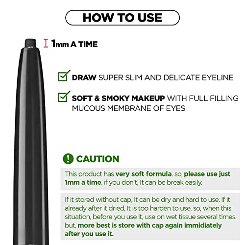 THESAEM ECO Soul Powerproof Super Slim Eyeliner - Smudge Proof Gel Eyeliner - Micro Precision Dip - Altamente pigmentado e de longa duração maquiagem para os olhos desliza suavemente, 0,1g