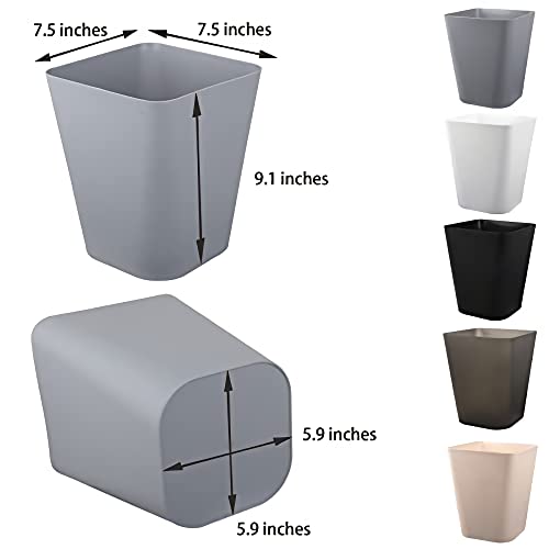 Lixo pequeno do banheiro pode lixo de plástico lata de lixo de cesto de cesta de lixo de lixo para banheiros para banheiro, escritório, dormitório, escritório em casa, debaixo de mesa, cozinha, quarto, 3 pacote, cinza