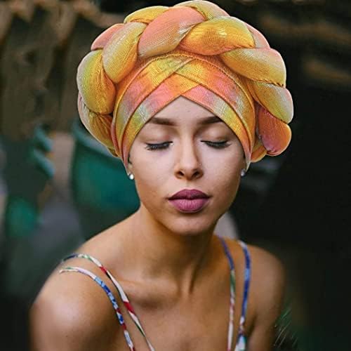 Aieoe mulheres africanas turbante rosa vermelha gorro de cabeceira de cabeceira de cabeceira pré-amarrada Turbans de cabeça torcida pré-amarrada