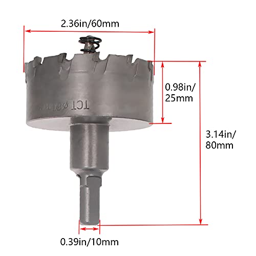 Heyiarbeit Cuttador de orifício de carboneto 2,4 /60mm Corte diâmetro TCT SAW para cortar 2 mm de aço inoxidável e metal