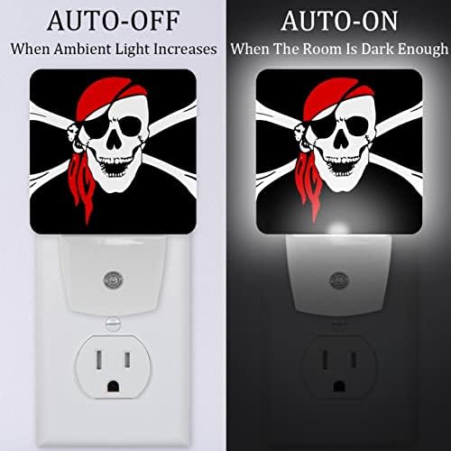 Rodailycay Sensing Light Night Light Pirate Funny Skull, 2 Packs Night Lights Conecte-se na parede, luz noturna de LED branco quente