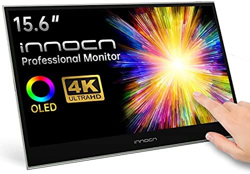 INOCN 15.6 Monitor portátil - monitor de toque OLED com bateria Travel Second Touch Screen para edição de fotos com 4K,