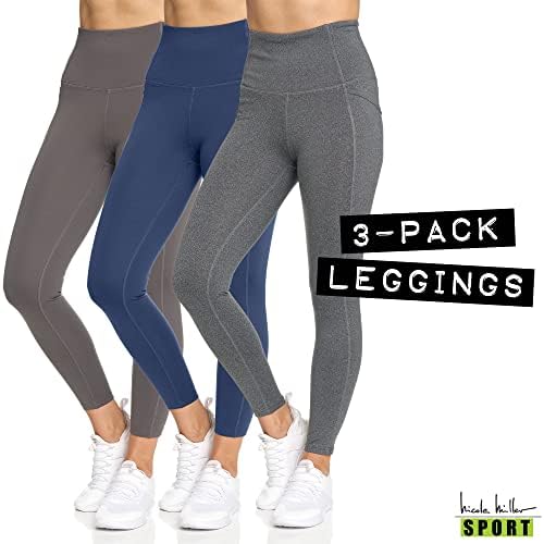 Nicole Miller Leggings para mulheres com bolsos - Leggings de treino Pacote e malha pura - calça de ioga de controle de barragem de cintura alta