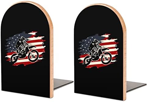 Livros de bandeira americana de moto de bicicleta de terra para prateleiras 1 livro final do livro não esquiador Decorativo titular