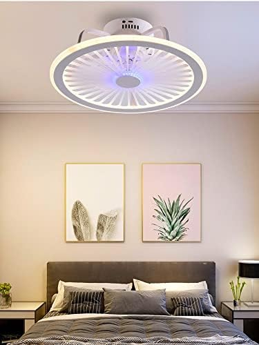 SDFGH Bedroom LED Teto inteligente Fan Light Light Creative Diningroom 3 Cores Fan Light com controle remoto