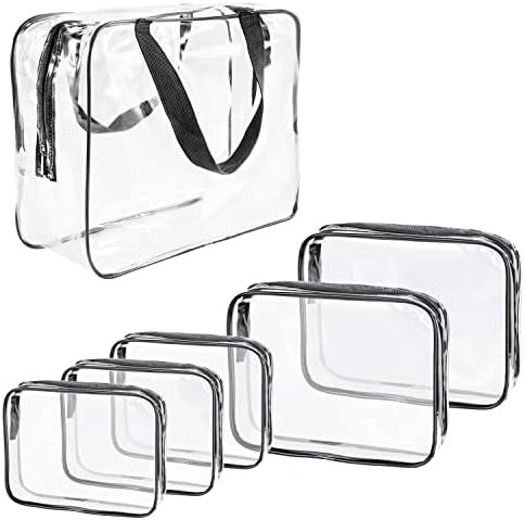 6pcs sacos de cosméticos claros, TSA aprovou bolsas de higieness conjuntos de bolsas de viagem cristalina PVC, bolsa de