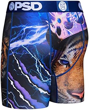 PSD Big Cat Print Boxer Briefs - Roupa íntima masculina respirável e de apoio com tecido que ganha umidade