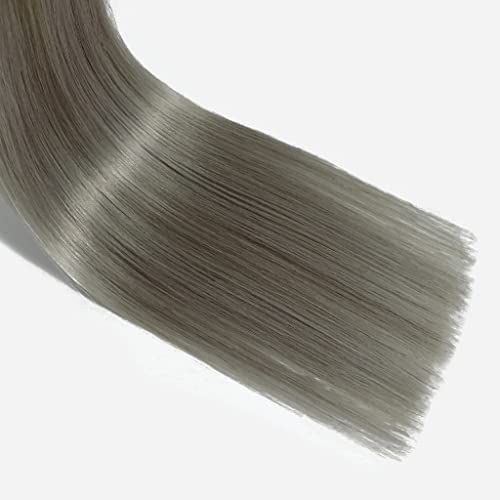 Fita de fita em extensões de cabelo Balayage ombre cabelo natural desbotamento preto a prata Extensões de cabelo grisalhas