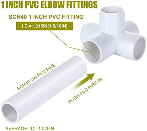 12PACK 5 Way PVC Acessório de 1 polegada PVC Cotonete PVC Conectores de tubo de PVC, acessórios de canto de PVC de grau