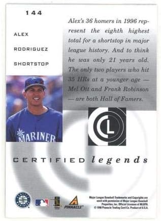 1998 Pinnacle Certified Mirror Gold 144 Alex Rodriguez Problema de teste de falência - Cartões de beisebol não assinados
