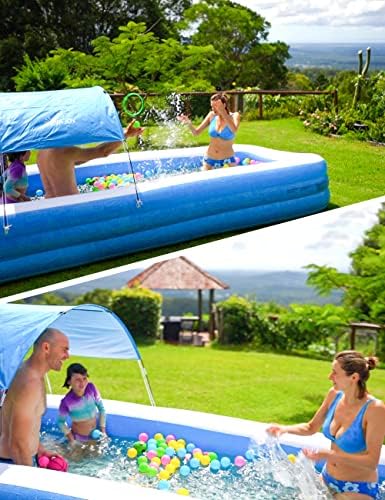 Grande piscina inflável com dossel, 150 ”x 70” x 20 ”de tamanho grande piscina para crianças e adultos, piscina infantil
