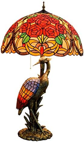 Faixado com manchado de vidro de vidro de 20 Tiffany Style Female Bird Desk Lamp Roses Roses Vidro Lumbo de vidro para sala