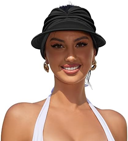 Chapéu do sol do sol do sol do sol amplo chapéus de verão do sol UPF 50+ Chapéus de proteção de praia de proteção UV Viseira de golfe dobrável para mulheres