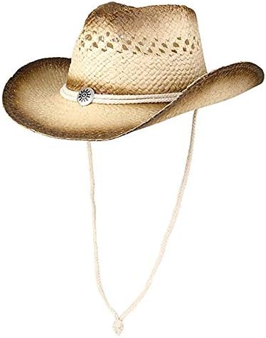 A empresa Dreidel Company Chapéu de palha de cowboy, Western Voen Tea manchado de palha de caça -cowboy, 22 Médio adulto