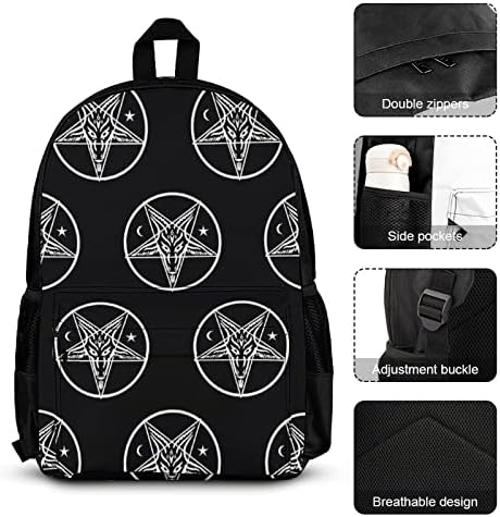 Backpack Backpack Back Bag Box de Baphomet Backpack e caixa de lápis 3 peças para meninos Meninas Meninas viagens escolares